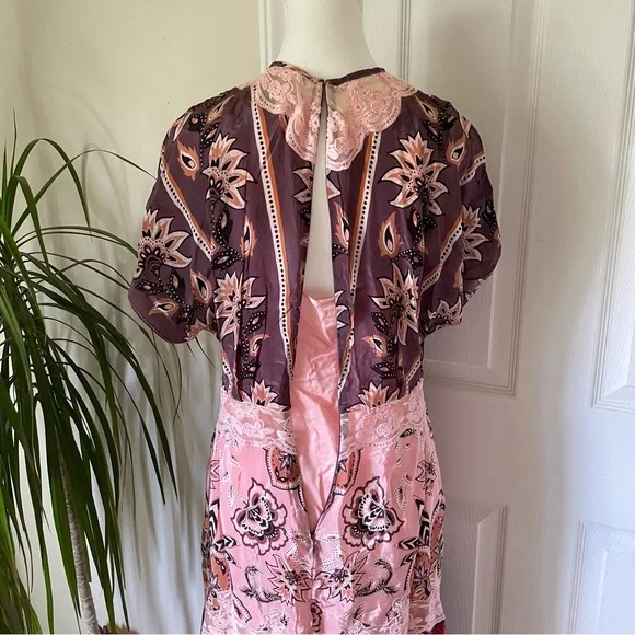 farm rio glam tapestry laces short-sleeve maxi dress Glam Tapestry Burgundy Laces Short Sleeve Maxi Dress FARM Rio